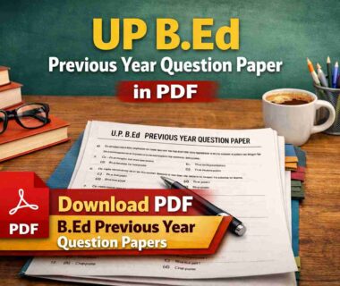 UP B.Ed Previous Year Question Paper in PDF Download