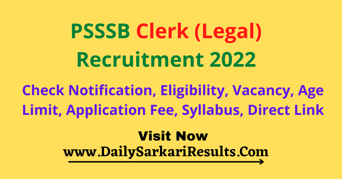 PSSSB Clerk legal Recruitment 2022