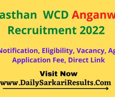 Rajasthan WCD Anganwadi Recruitment 2022