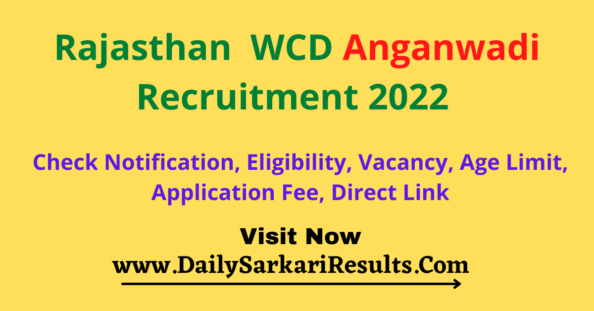 Rajasthan WCD Anganwadi Recruitment 2022