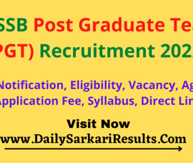 UPSESSB Post Graduate Teacher (PGT) Recruitment 2022