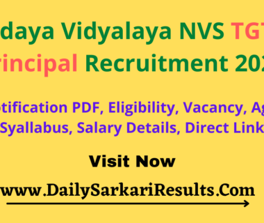 Navodaya Vidyalaya NVS TGT PGT Principal Recruitment 2022