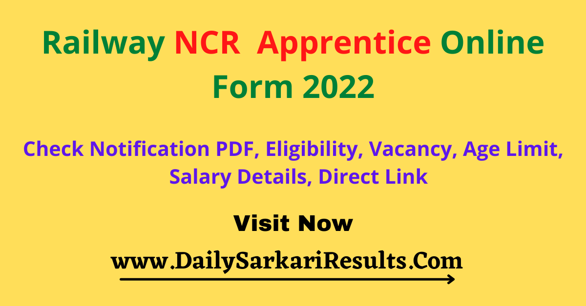 Railway RRC NCR Apprentice Online Form 2022