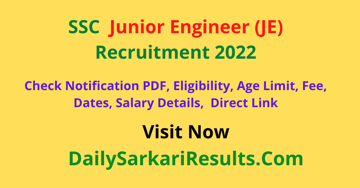 SSC JE Notification 2022 Sarkari Result