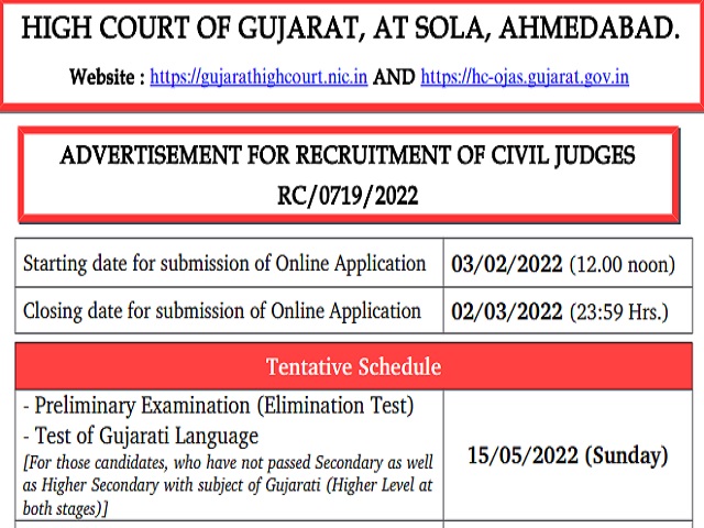 Gujarat High Court Civil Judge Recruitment 2023