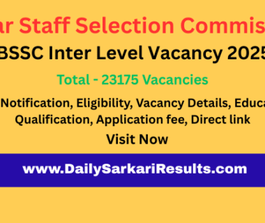 Bihar BSSC Inter Level Vacancy 2025