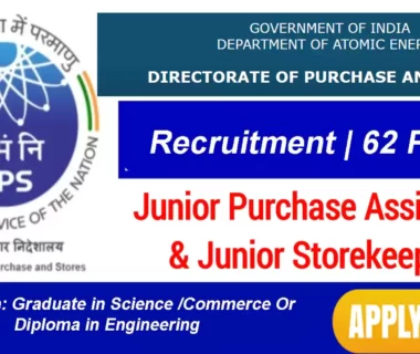 DPS DAE Junior Purchase assistant recruitment 2023