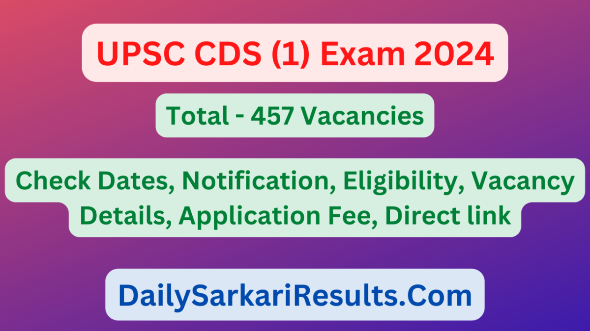 UPSC CDS 1 Notification 2024 Daily Sarkari Results