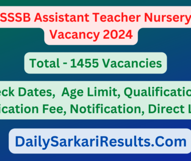 DSSSB Assistant Teacher Nursery Vacancy 2024