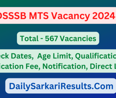 DSSSB MTS Vacancy 2024 Notification