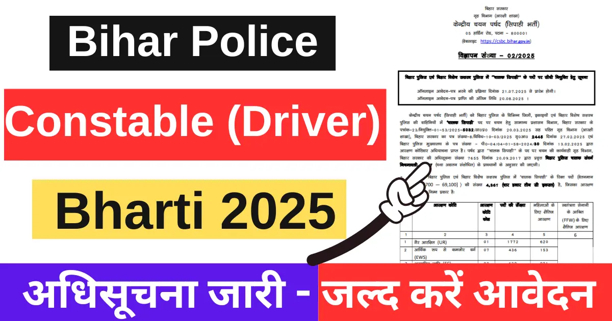 Bihar Police Constable Driver Vacancy 2025