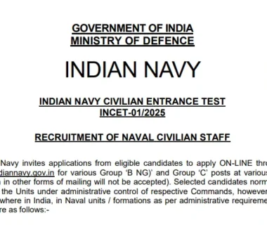 Indian Navy Civilian incet 01 2025 Vacancy