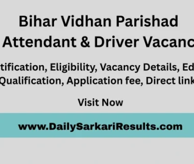 Bihar Vidhan Parishad Office Attendant Driver Vacancy 2025