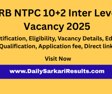 RRB NTPC Inter Level Vacancy 2025 Sarkari Result