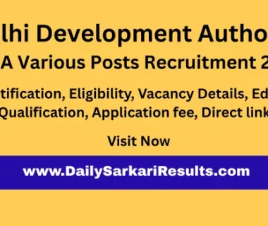 DDA Various Post Recruitment 2025 Sarkari Result
