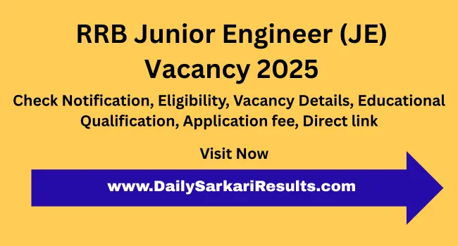 RRB JE Recruitment 2025 Notification